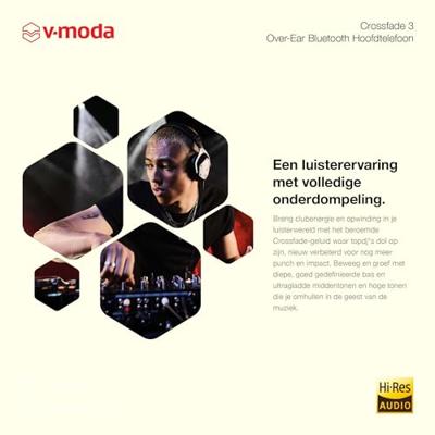 V-MODA Crossfade 3 Wireless Headset Bedraad en draadloos Hoofdband Podium/studio USB Type-C Bluetooth Zwart, Zilver