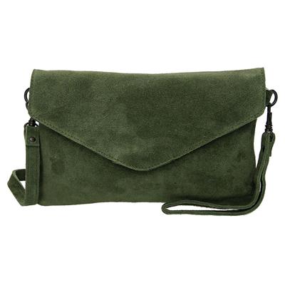 Charm Suède Envelop Clutch / Avondtasje Olijf Groen