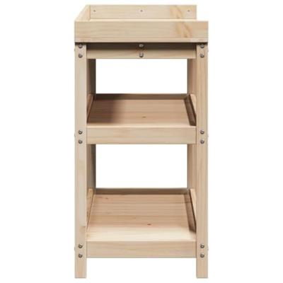 VidaXL Oppottafel met schappen 108x45x86,5 cm massief grenenhout