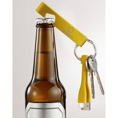 Renkforce RF-6721080 USB-kabel USB 2.0 USB-A stekker, USB-C stekker 0.15 m Geel Sleutelhanger, Flesopener