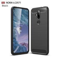 Brushed Texture Carbon Fiber TPU Case for Nokia 6.2 / X71(Black) - thumbnail