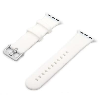By Qubix - Rubberen sportbandje met gesp - Wit - Compatible met Apple Watch 38mm / 40mm / 41mm / 42mm - Compatible Apple watch bandjes