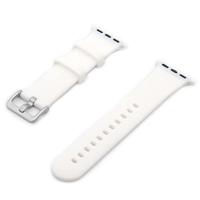 By Qubix - Rubberen sportbandje met gesp - Wit - Compatible met Apple Watch 38mm / 40mm / 41mm / 42mm - Compatible Apple watch bandjes - thumbnail
