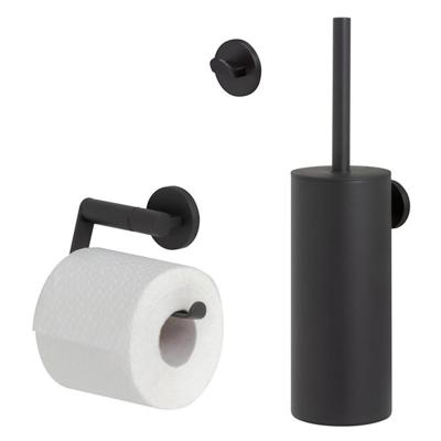 Tiger Noon Toiletaccessoireset - toiletborstelhouder - gesloten - toiletrolhouder - zonder klep - handdoekhaak - enkel - zwart 1321900701 Tiger Noon Toiletaccessoireset - toiletborstelhouder - gesloten - toiletrolhouder - zonder klep - handdoekhaak - enkel - zwart 1321900701