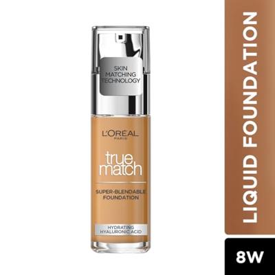 L’Oréal Paris True Match Foundation 8.W Golden Cappuccino - Natuurlijk Dekkende Foundation met Hyaluronzuur en SPF 17 - 30 ml