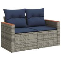 6-delige Loungeset met kussens poly rattan grijs - thumbnail