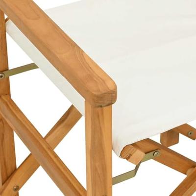 Regisseursstoelen inklapbaar 2 st massief teakhout crmekleurig - thumbnail