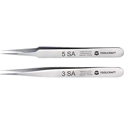 TOOLCRAFT TO-5861034 Pincetset 2-delig Spits, superfijn 120 mm