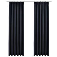 VidaXL Gordijnen verduisterend met haken 2 st 140x175 cm antraciet - thumbnail