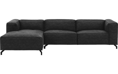 Goossens Bank Calvin antraciet, micro leer, 3,5-zits, modern design