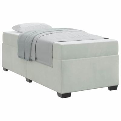 Bedframe met matras met matras Lichtgrijs 90 x 190 cm Fluweel