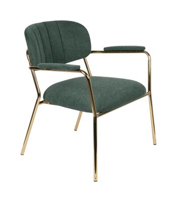 ZILT Fauteuil 'Kolten' met armleuning, kleur Goud/Donkergroen