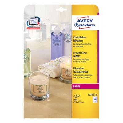 Etiket avery l7781-25 45.7x25.4 transparant 1000st