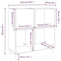 Platenkast 84,5x38x89 cm bewerkt hout wit - thumbnail