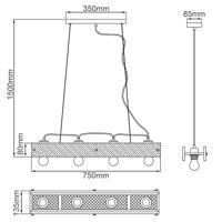 Brilliant HanglampCalandra 4-lichts zwart met houtbruin - 99451/76 - thumbnail