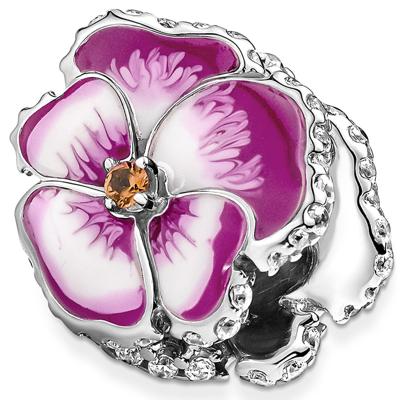 Pandora 790777C01 Bedel Pink Pansy Flower zilver-emaille-zirconia roze-wit