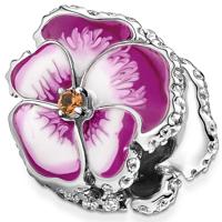 Pandora 790777C01 Bedel Pink Pansy Flower zilver-emaille-zirconia roze-wit - thumbnail