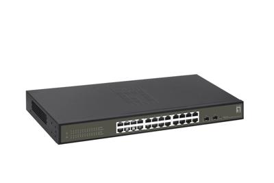 LevelOne GES-2126 Hilbert 26-poorts Gigabit Smart Lite Switch, 24 x Gigabit RJ45, 2 x Gigabit SFP