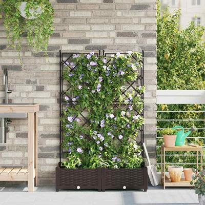 VidaXL Tuin bloempot 2 pcs bruin 80 x 40 x 125,5 cm staal