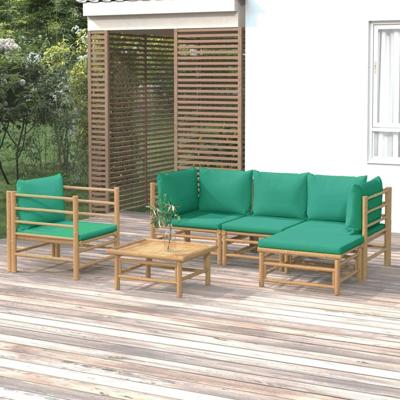 6-delige Loungeset met kussens bamboe groen