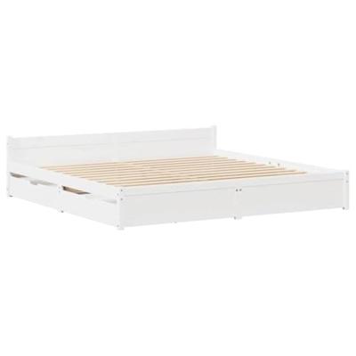 Bedframe zonder matras massief grenenhout wit 150x200 cm