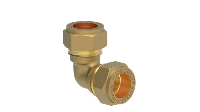 Kirchhoff Messing bocht 90°, blank, 12 mm, klemkoppeling voor koperen buis - 989451117