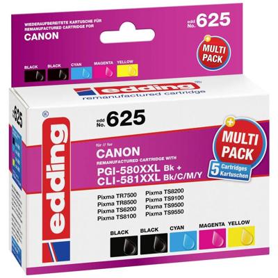 Edding Inktcartridge vervangt Canon PGI-580PGBK XXL, CLI-581C XXL, CLI-581M XXL, CLI-581Y XXL Compatibel Combipack Kleur EDD-625 18-625