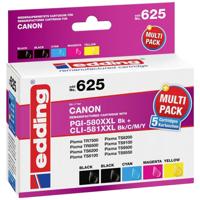Edding Inktcartridge vervangt Canon PGI-580PGBK XXL, CLI-581C XXL, CLI-581M XXL, CLI-581Y XXL Compatibel Combipack Kleur EDD-625 18-625 - thumbnail