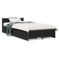 Bedframe met lades bewerkt hout zwart 90x200 cm - thumbnail