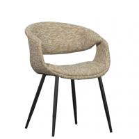 WOOOD Eetkamerstoel 'Yossi' Geweven stof, kleur Zand/Zwart - thumbnail