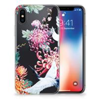 Apple iPhone X | Xs | TPU Hoesje | Bird Flowers - thumbnail