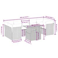 8-delige Loungeset met kussens poly rattan zwart - thumbnail