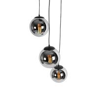 QAZQA Smart hanglamp zwart met smoke glas 3-lichts incl. Wifi ST64 - - thumbnail