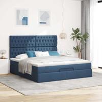 Ottoman bed met matras 160x200cm stof blauw - thumbnail