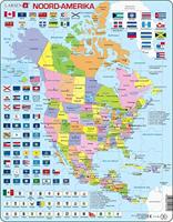 Selecta Larsen legpuzzel kaart noord, amerika met staten en vlaggen, 70st. - thumbnail