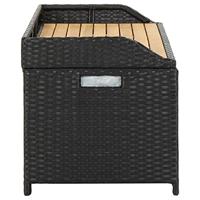 Tuinopbergbank 120 cm poly rattan zwart - thumbnail