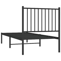 Bedframe met hoofdbord metaal zwart 80x200 cm - thumbnail