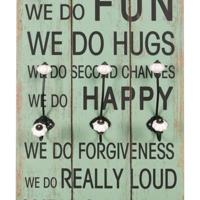 VidaXL Wandkapstok met 6 haken happy love 120x40 cm - thumbnail