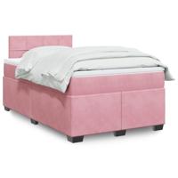 Boxspring met matras fluweel roze 120x200 cm - thumbnail