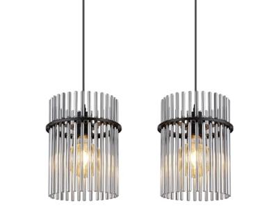 Globo Zwarte hanglampGorley met smoke glas 4-lichts - 15698-4H