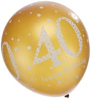 Ballonnen 40 Jaar Happy Birthday Zilver, Goud En Zwart - thumbnail