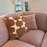 Kussen jacquard organisch - bruin/wit - 45x45 cm - thumbnail