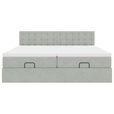 Ottoman bed met matrassen en LED's 180x200cm fluweel lichtgrijs