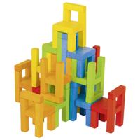Goki balansen stapelspel met houten stoelen - thumbnail
