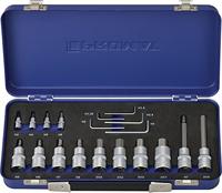 Promat/Tecwerk Dopsleutelset | 19-delig | 1/4 + 1/2 inch | 1,25-17 mm voor binnenzeskantschroeven - 4000821187 - thumbnail