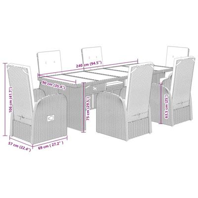7-delige Tuinset met kussens poly rattan grijs - thumbnail