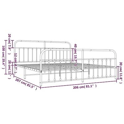 Bedframe met hoofd- en voeteneinde metaal zwart 200x200 cm - thumbnail