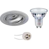 Philips LED Spot Set GU10 - Kantelbaar Mat Zilver Ø92mm - Warm Wit - thumbnail