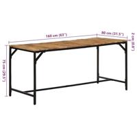Eettafel 160x80x75 cm massief hout ruw mangohout - thumbnail