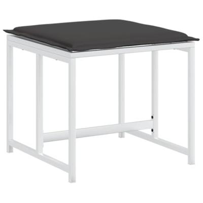 Tuinkrukken 4 st met kussens staal en textileen wit Tuinkrukken 4 st met kussens staal en textileen wit